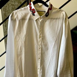Gucci Duke Snake Cotton Poplin Shirt White